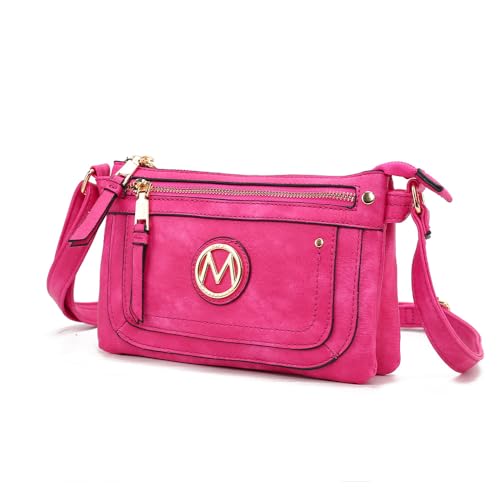 MKF Collection Bolsa tiracolo feminina, alça ajustável de couro vegano, bolsa mensageiro da Mia K, Fúcsia, Small