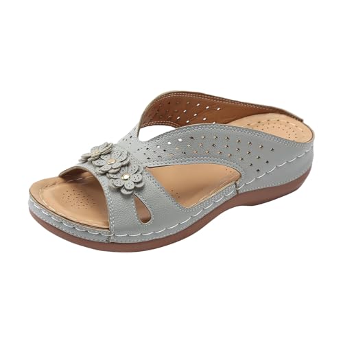 Generico Sandalias planas para mujer de verano elegantes abiertas, zapatillas de tacón plano de moda suave sandalia de playa de verano cómodas zapatillas transpirables ligeras zapatos de exterior para