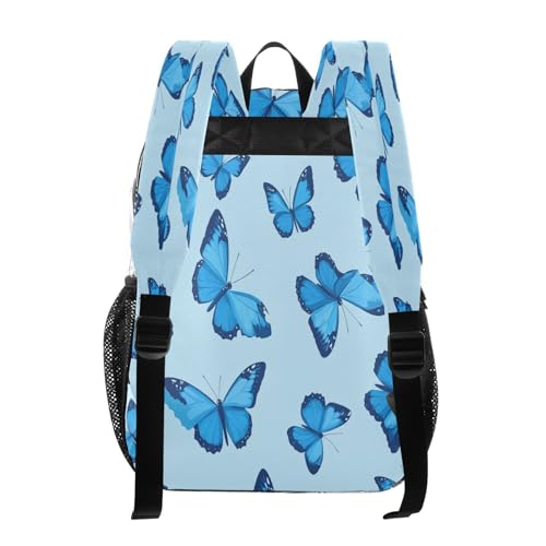Blue Butterflies Clear Backpack - Stadium Approved Large 15.7-inch Waterproof Transparent Bag for Sports, Concerts, Work, Travel#3493