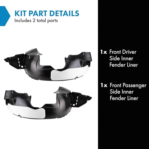 Image of TRQ Front Inner Fender Liner Set Compatible with 2013-2016 Buick Encore GM1248266 GM1249266