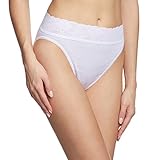 Die Damenunterhose hat einen Bund aus hochwertiger Lycra-Spitze und Wäschespitze an den Beinausschnitten