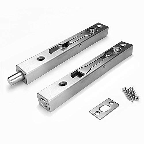 V-CORME (2-Pack) 304 Stainless Steel 6â€œ(15cm) Security Door Bolt Latch, Double Door Lever Action Flush Bolt Latch, French Door Slide Bolt Lock, Brushed Finish
