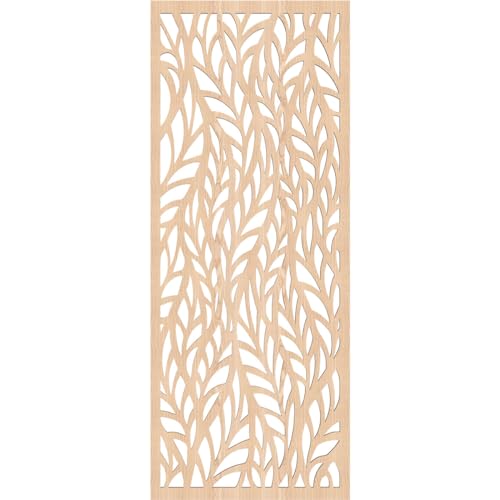 Image of Ortonville Decorative Pierced Fretwork Wood Wall Panels, 15 3 /8 inchW x 39 3 /8 inchH x 1 /4 inchT, Red Oak