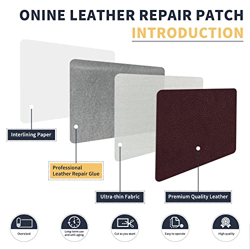 Image of ONine Leather Repair Patch，Leather Repair Tape, 12 x 48 inches Leather Repair Patch for Furniture,Vinyl Repair Kit，Leather Couch Patch，for Sofas, Furniture, Car Seats, Office Chairs(Mulberry)