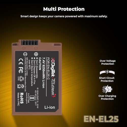 Image of Digitek Platinum ENEL 25 Type C Extra Power 9250mWh Secondary Rechargeable Li-ion Battery for Nikon Z30, Z50, Zfc, Z50II Cameras