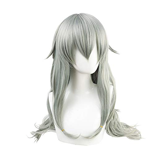 Grass Gray Cosplay Wavy Long Synthetic Hair Anime Lolita Comic Exhibition Halloween Carnival Cosplay Hair COS Ombre Wigs with Bangs