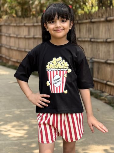 Image of Nap Chief Kids Cotton Disney Character Co ord Set for Girls, T Shirt and Shorts for Casual Wear