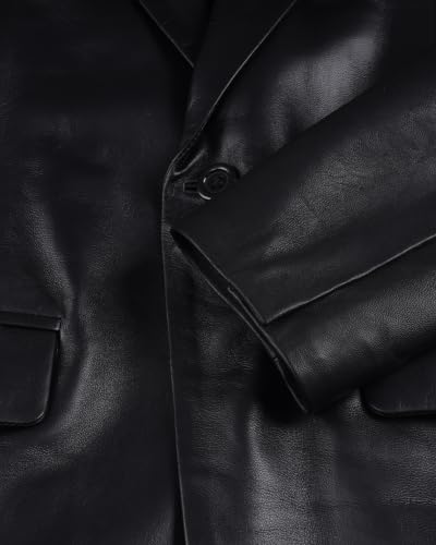 Image of fjackets Mens Leather Blazer Jacket - Real Lambskin Leather Sport Coat, 2-Button, Fully Lined, Business to Weekend