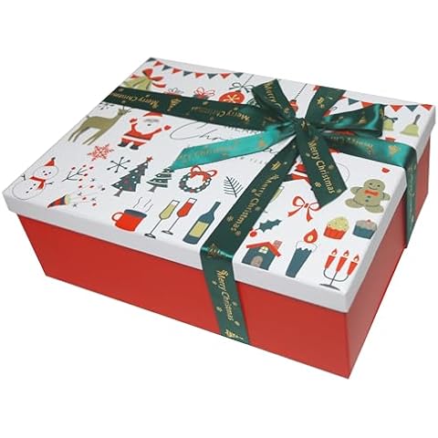 Large White Christmas Gift Boxes with Lids Cover