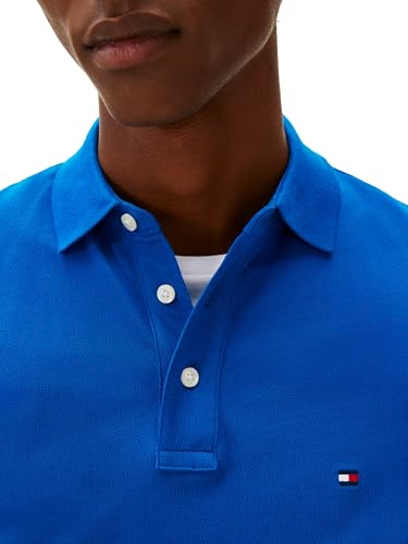 Image of Tommy Hilfiger Men's Short Sleeve Polo Shirts in Slim Fit with Stretch and Organic Pique Cotton