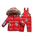 Produktbild Lvguang Winter Warme Kinder Daunenjacke mit Kapuze für 3-5 Jahre Jungen Mädchen Outdoorjacke Mäntel & Hosen (Rot#2, Asia L)