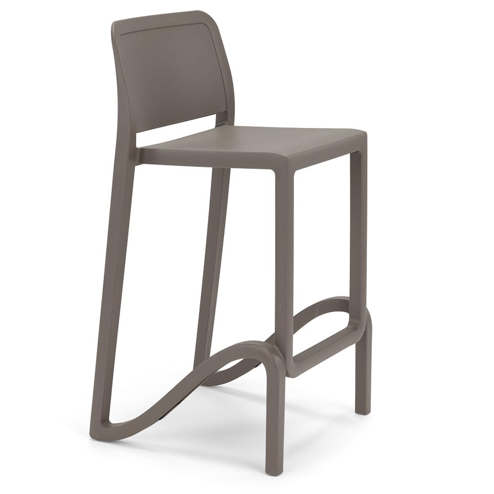 REDÒKASA Sgabello in polipropilene GIANO altezza seduta 65cm, impilabile, idrorepellente, resistente ai raggi UV, design moderno e innovativo, ideale per la cucina, la veranda o giardino (2, Tortora)