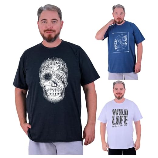 Kit 3 Camisetas Tradicional Masculina Plus Size Clássica MXD Conceito Básica Estampas Variadas (G1, Opção 05)