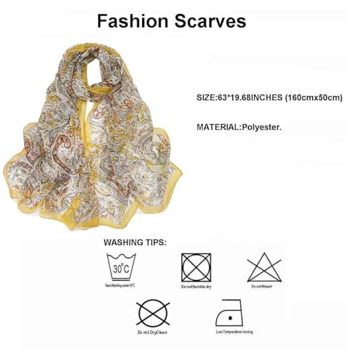 Image of Pokeedioty Scarfs for Women Lightweight Scarves Elegant Floral Pattern Sheer Scarfs Shawls Wraps