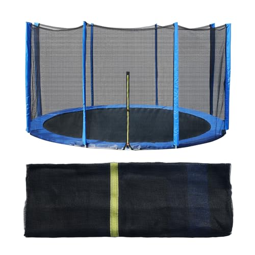 Trampoline Replacement Net for 15FT 6 Straight Poles Round Frame Trampolines Safety Enclosure Net with Zipper Hooks Pole Cover Blue