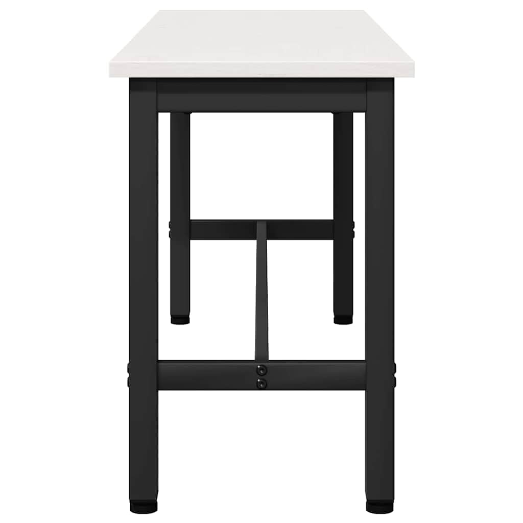 Panchina da pranzo moderna in legno di pino massiccio con supporti in acciaio di dimensioni 100 x 32,5 x 49 cm, rettangolare