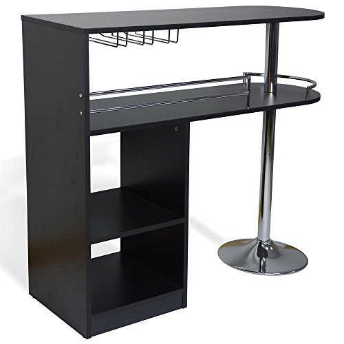 Homegear Kitchen Cocktail Bar Table - Black