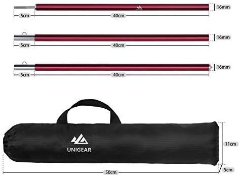 Unigear Tarp Poles telescopic set of 2, Aluminum pole for tarp, tent, awning, camping, adjustable from 40cm-240cm
