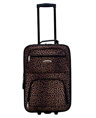 Rockland Vara Softside 3-Piece Upright Luggage Set, Expandable,Lightweight,Telescopic Handle,Wheel, Leopard, (20/22/28) #TOP1