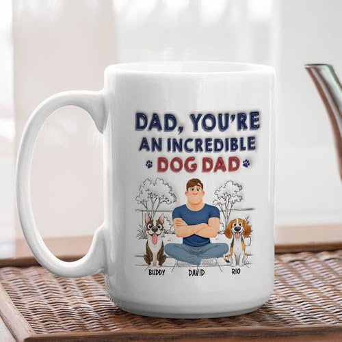 Taza personalizada Best Dog Dad de cerámica para hombres miniatura 5