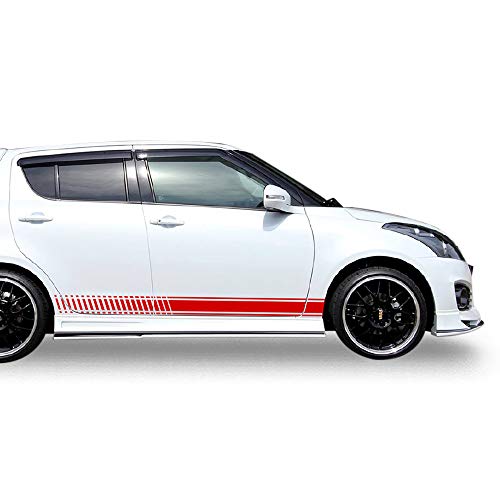 Set of Racing Side Stripes Decal Sticker Graphic Compatible with Suzuki Swift (Red)