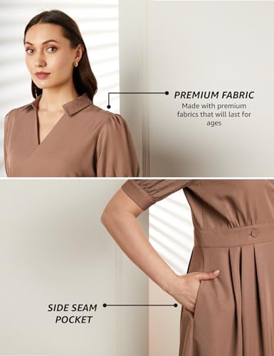 Image of Symbol Premium Women's Fit & Flare Wrap Dress (Midi Length | Stylish | Desk-to-Dinner) (Available in Plus Sizes)