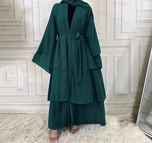 Muslim Abaya Dress for Women - Long Sleeve Islamic Dubai Abaya Cardigan Robe - Middle East Prayer Dress with Hijab4