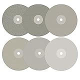 DZQ 6Pcs Diamond Flat Lap Wheel Disc Arbor Hole 8' x 1/2' Abrasive Lap 240 320 600 800 1200 3000 Grit for Cutting or Sanding Stone and Glass