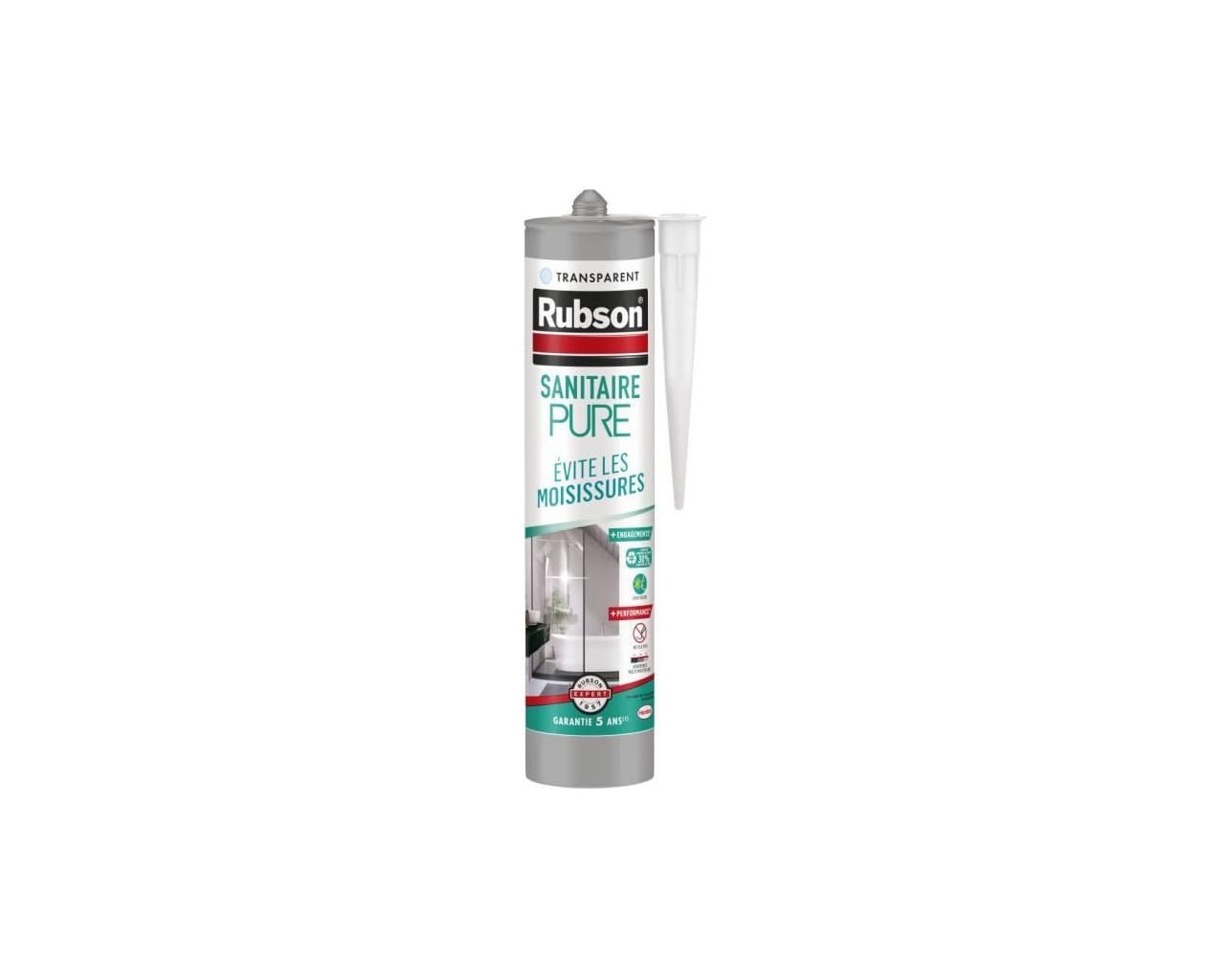 Mastic Pure Sanitaire Rubson joint silicone blanc baignoire et carrelage