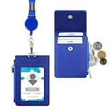 Boshiho Multipurpose Lanyard Badge Holder - PU Leather Badge Holder Pocket with 4 Card Slots, 1 Side