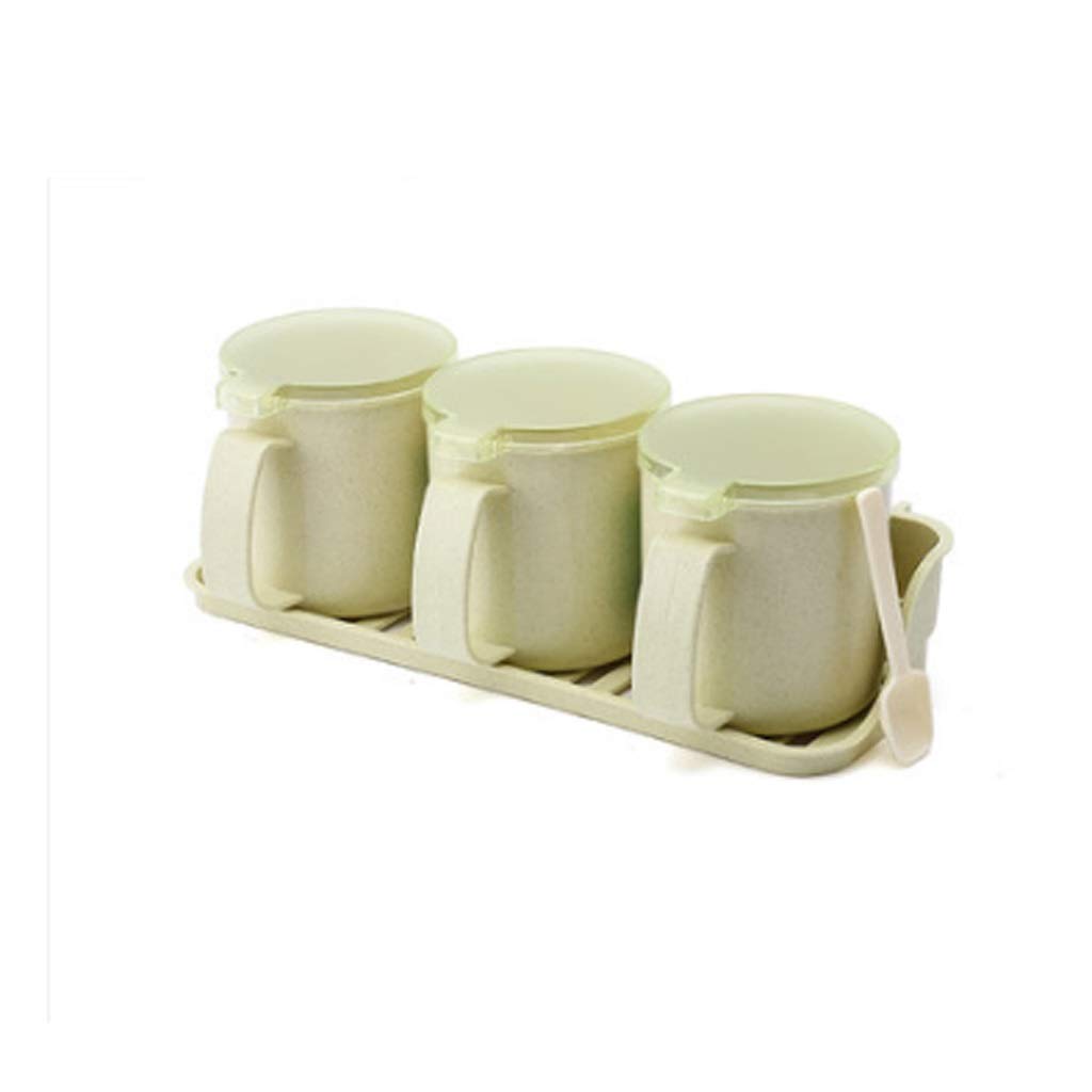 HRWLY Spice Jar Seasoning Box Set Kitchen Container Tools Condiment Jars Cruet with Cover and Spoon Utensils Supplies Salt Cellar with Lid