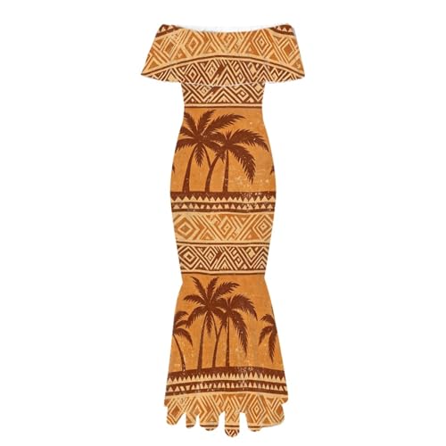Image of Polynesian for Women S-7XL Off Shoulder Maxi Dress Hawaiian Summer Dresses