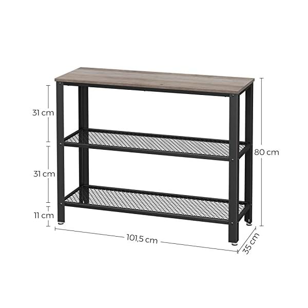 VASAGLE Industrial Console Table, Hallway Table with 2 Mesh Shelves, Side Table and Sideboard - Image 6
