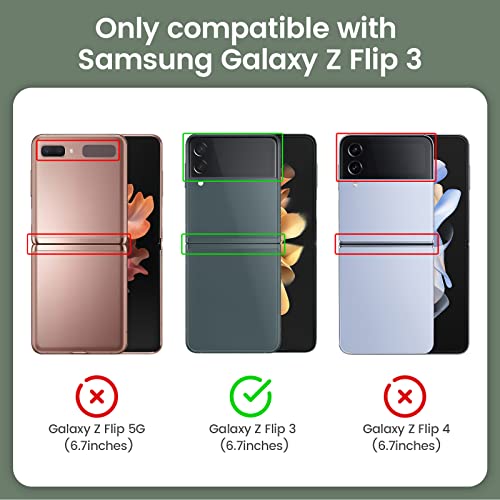 Vego For Galaxy Z Flip 3 Stand Case With Hinge Protection, Full-Body Protective Case With Built-In Glass Camera Lens Protector For Samsung Galaxy Z Flip 3 5G (2021) - Carbon Fiber Black #TOP1