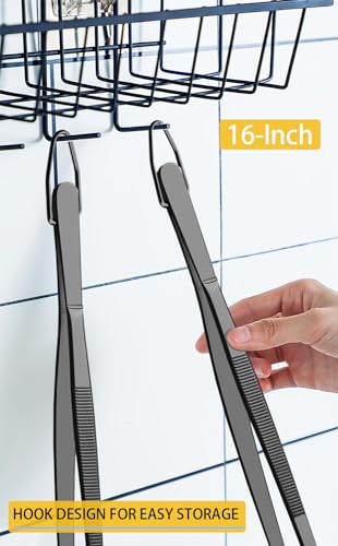 image for JETKONG 2 Pcs 16-Inch Heavy Duty Plating Tongs, Extra-Long Kitchen Fin
