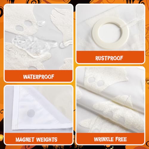 FADOTY No Hook Shower Curtain Set with Snap in Liner, Ghost, 71'' x 74'' by FADOTY - Used condition - Image 7