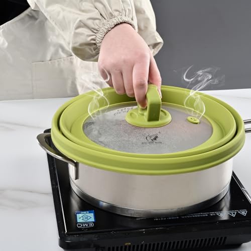 Microwave Splatter Cover Vented Glass Splatter Guard Lid with Collapsible Silicone for Food as Pot Cover 11.8 inch Large Plate for 6 7 8 9 10 11 inch Plate Bowl by GLOU-GLOU GOOSE GGG - Image 7