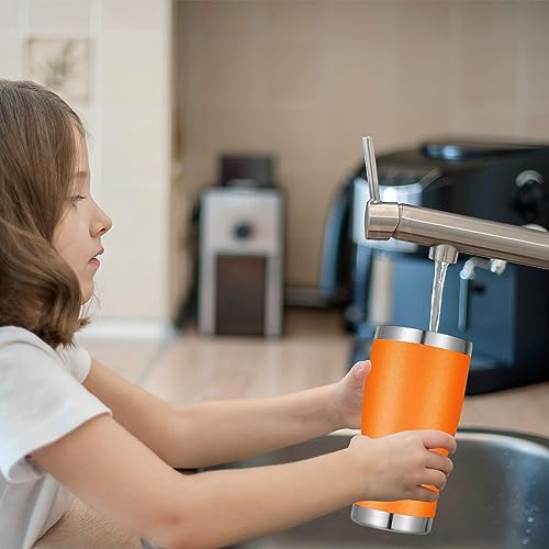 Image of VEGOND 20oz Tumbler Stainless Steel Tumbler Cup with Lid And Straw Vacuum Insulated Double Wall Travel Coffee Mug(Orange 1 Pack)