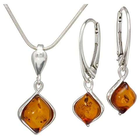 LIGURIUS Natural Baltic Amber Necklace and Earrings Set Cover