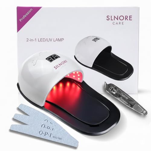 SILNORE CARE | Traitement Mycose Ongle Pied Puissant, Lampe Laser Mycose Ongles Pied – Thérapie Lumière Rouge/UV Infrarouge, Appareil 2-en-1 LED/UV + Limes à Ongles & inclus
