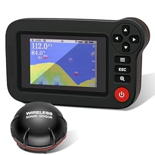 Portable Rechargeable Fish Finder, Wireless Sonar FishFinder, Castable Kayak Depth Finder with 105° Beam Angle and TFT LCD Display, 2.6-164 FT of Depth Locator, for Shore, Sea ＆ Ice Fishing