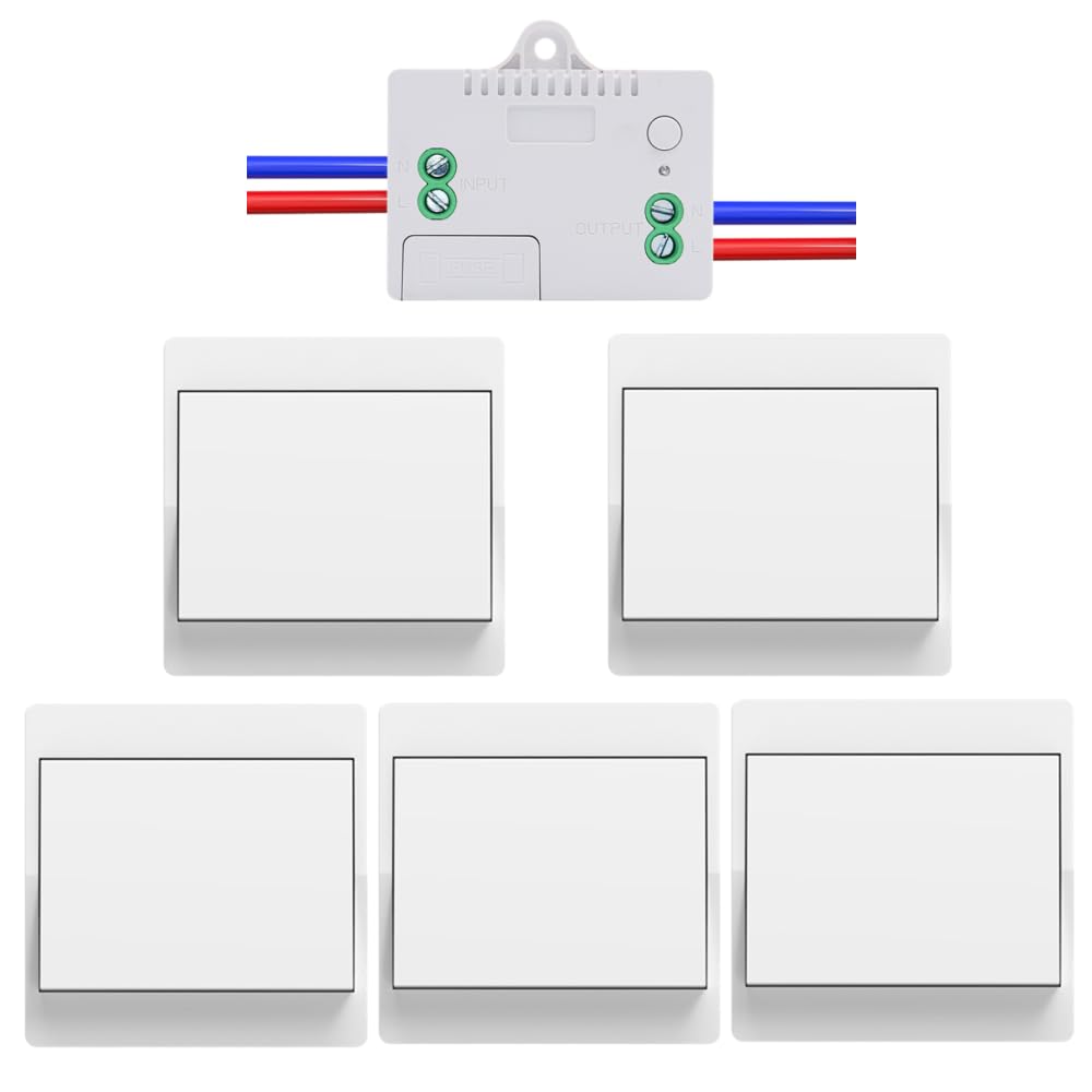 Cerhot selbst angetriebener drahtloser Schalter-Empfänger-Kit, RF433 Knopf-Fernbedienung-Wandleuchte-Schalter LED Innen- und Außenbeleuchtungen, batteriefrei und WiFi-frei