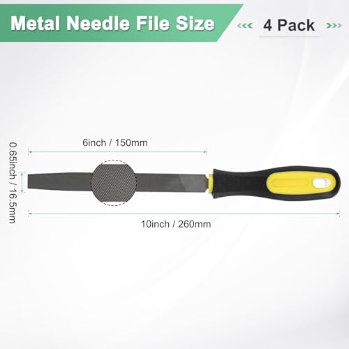 M METERXITY 4-Pack Flat Metal File 6 Inch, High Carbon Steel File Diamond File Hand File W PVC Grip Handle for Wood/Metal/Ceramic/Glass/Stone/Jewelry/Tile/Model/DIY/Sharpening File 3 M METERXITY 4-Pack Flat Metal File 6 Inch, High Carbon Steel File Diamond File Hand File W PVC Grip Handle for Wood/Metal/Ceramic/Glass/Stone/Jewelry/Tile/Model/DIY/Sharpening File - Image 3