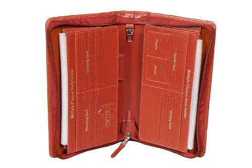 Image of Sukeshcraft Cheque Book Holder for 8 Cheque Books | Multi-Pocket Rexine Organizer I Locker Key Holder | Handy 6.25 x 10.80 x 1.80 inch. Size (Rexin, Grian-Tan)