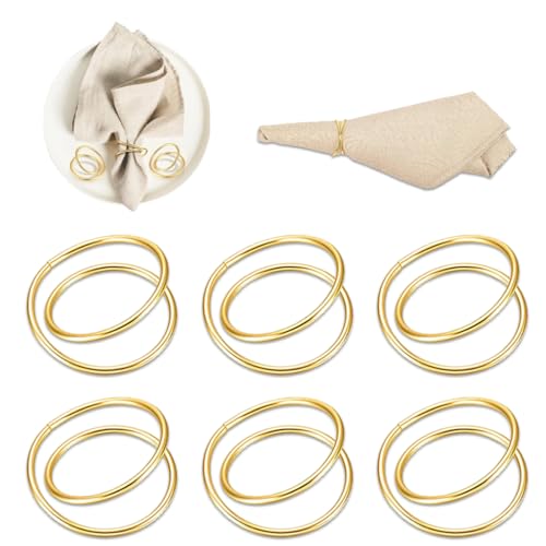SIRLOMU 6pcs Elegante Metall Serviettenringe in Gold Finish für...