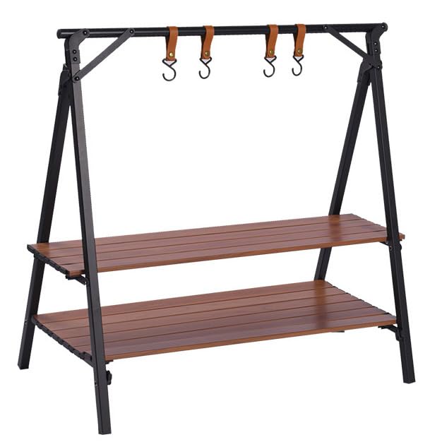 Support de camping triangulaire portable idéal pour pique-nique et rangement de barbecue
