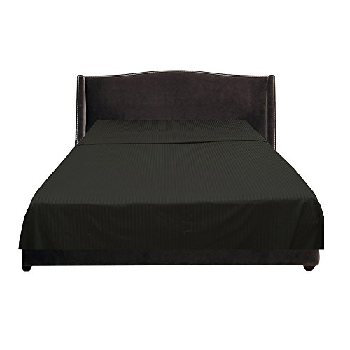 Image of Bedsheet (1 Flat Sheet Only,Moss Stripe , Short King) 100% Egyptian Cotton Luxurious 600 Thread Count,Green