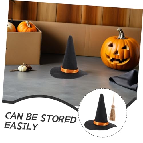 Mini chapeaux de feutre et balais compacts ORFOFE réutilisables d'Halloween - 7