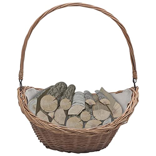 Vetnasa Cesta para leña con asas sauce marrón 57x46,5x52 cm Casa y jardín, Accesorios para hornos de leña y chimeneas, Bolsas y soportes de leña Marrón 1,4 KG