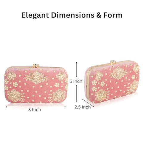 Image of RABIYA Clutch Purse for Women Formal Dressy Evening Clutches Handbags for Wedding Elegance Charm Premium Elegance Clutch Bag with Detachable Chain Handal | Gift for Women | Clutch for Women